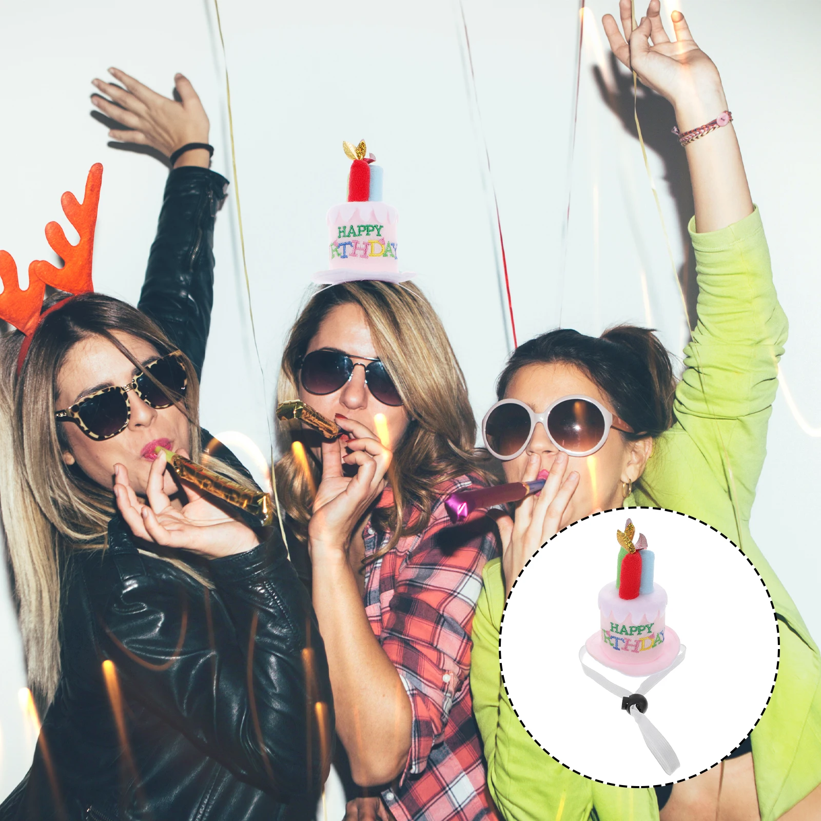 

1pc 3D Birthday Cake Hat Unisex Happy Birthday Party Costume Adult Teen Funny Hat Colorful Candles Celebration Party Props