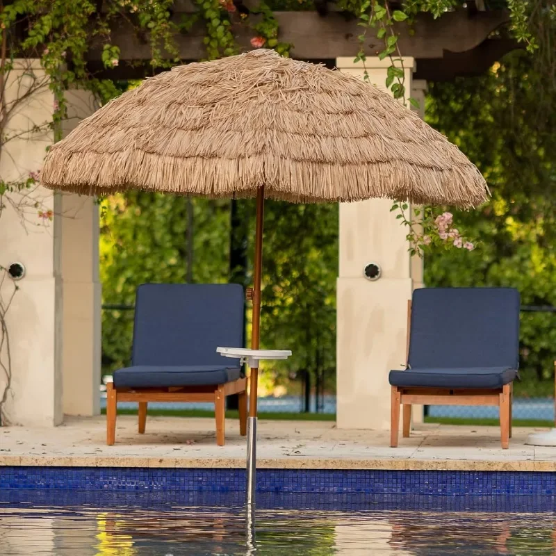

7.5ft Hula Thatched Tiki Patio Beach Umbrella Hawaiian Style 10 Ribs UPF 50+ with Tilt Carry Bag for Outdoor Tiki Bar