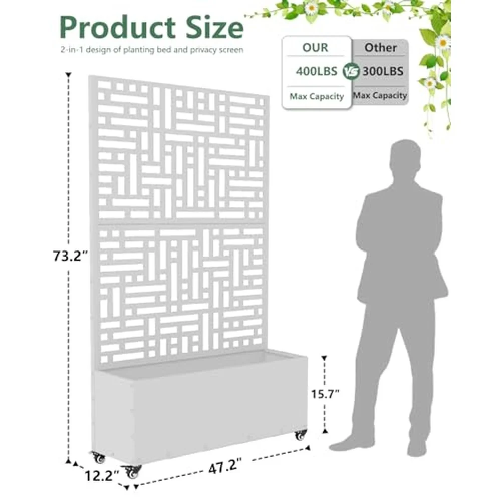 Metal Planter Box with Trellis 70.9
