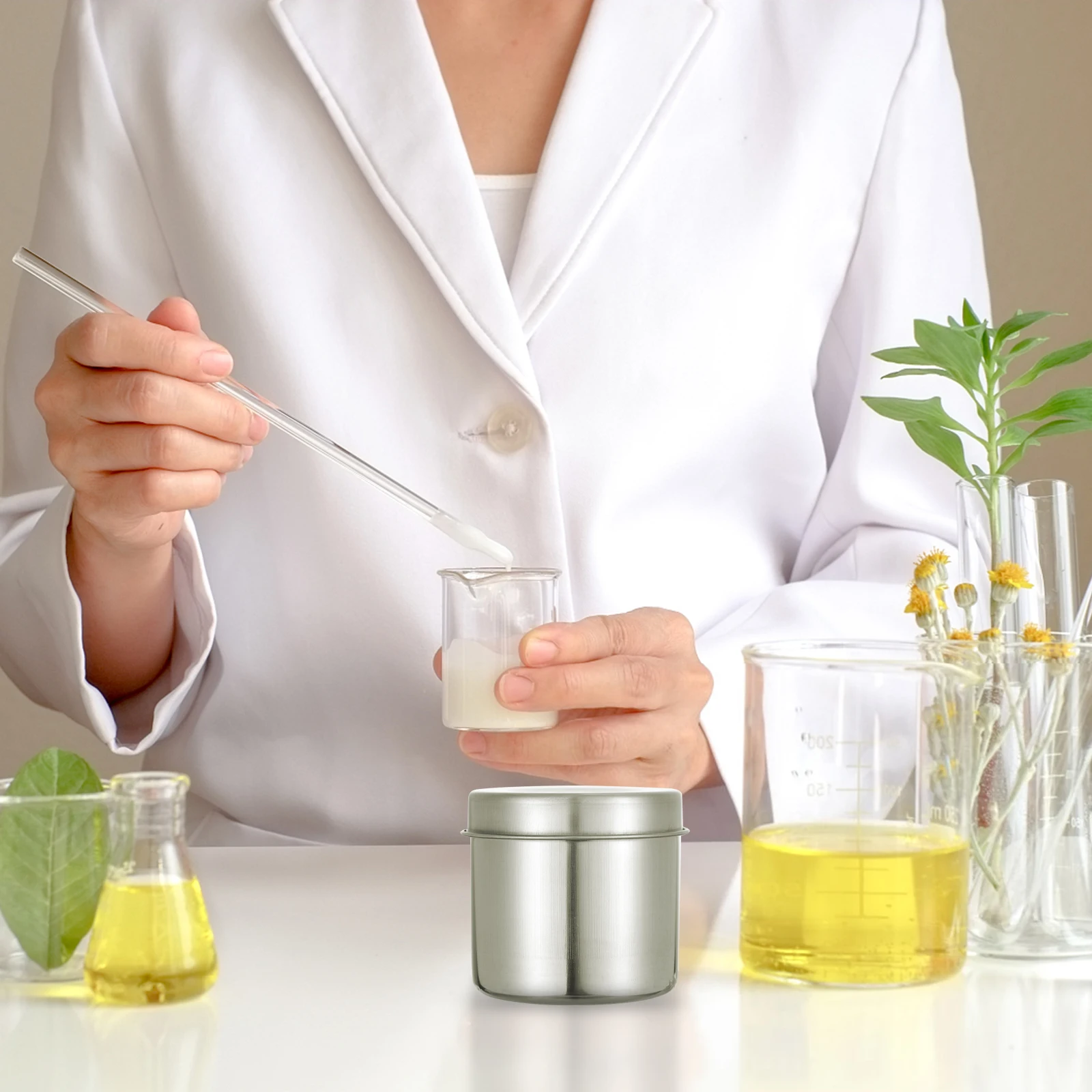 

2pcs Stainless Steel Storage Can Round Cylinder Container for Oil Seasoning Medicine Dustproof Insectproof Home Storage