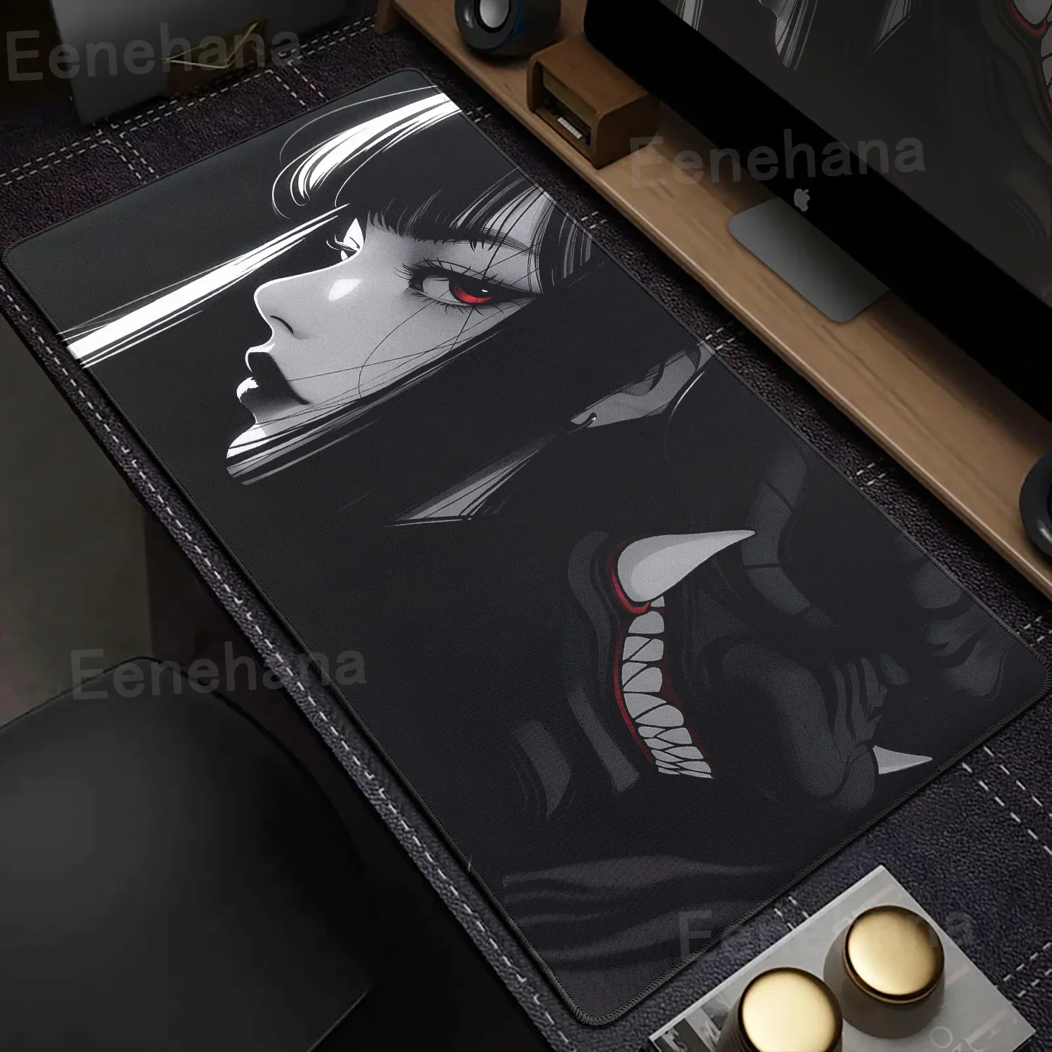 Podkładka pod mysz z gumy z motywem diabła, anime, gotyckich dziewczyn, dla graczy, z obszyciem, duża podkładka pod mysz komputerową, biurowa, z nadrukiem HD.