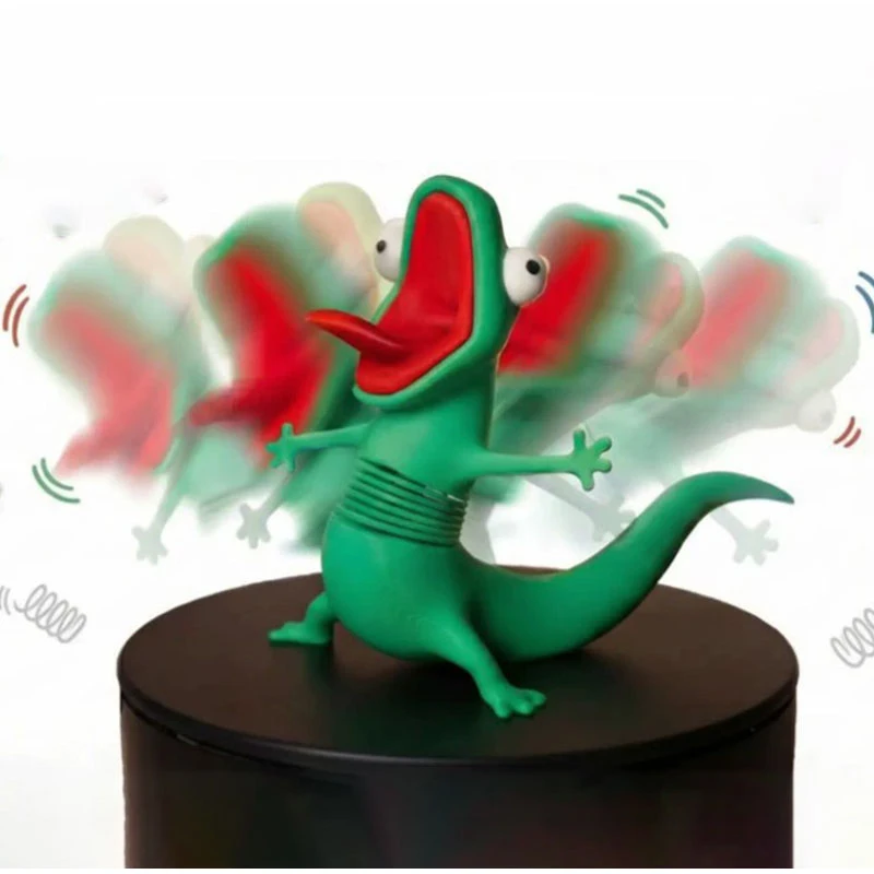 3D Printed Rocking Green Lizard Toy Decompress Car Mini Lizard Pendant Desktop Selling Cartoon Movie Character Ornaments Gifts