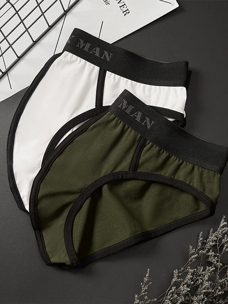 ArmyGreen Men's Breathable Cotton Underpants with Pouch Cockstrap Tag Size M~3XL (White ArmyGreen) Package Contents 1 Underpants