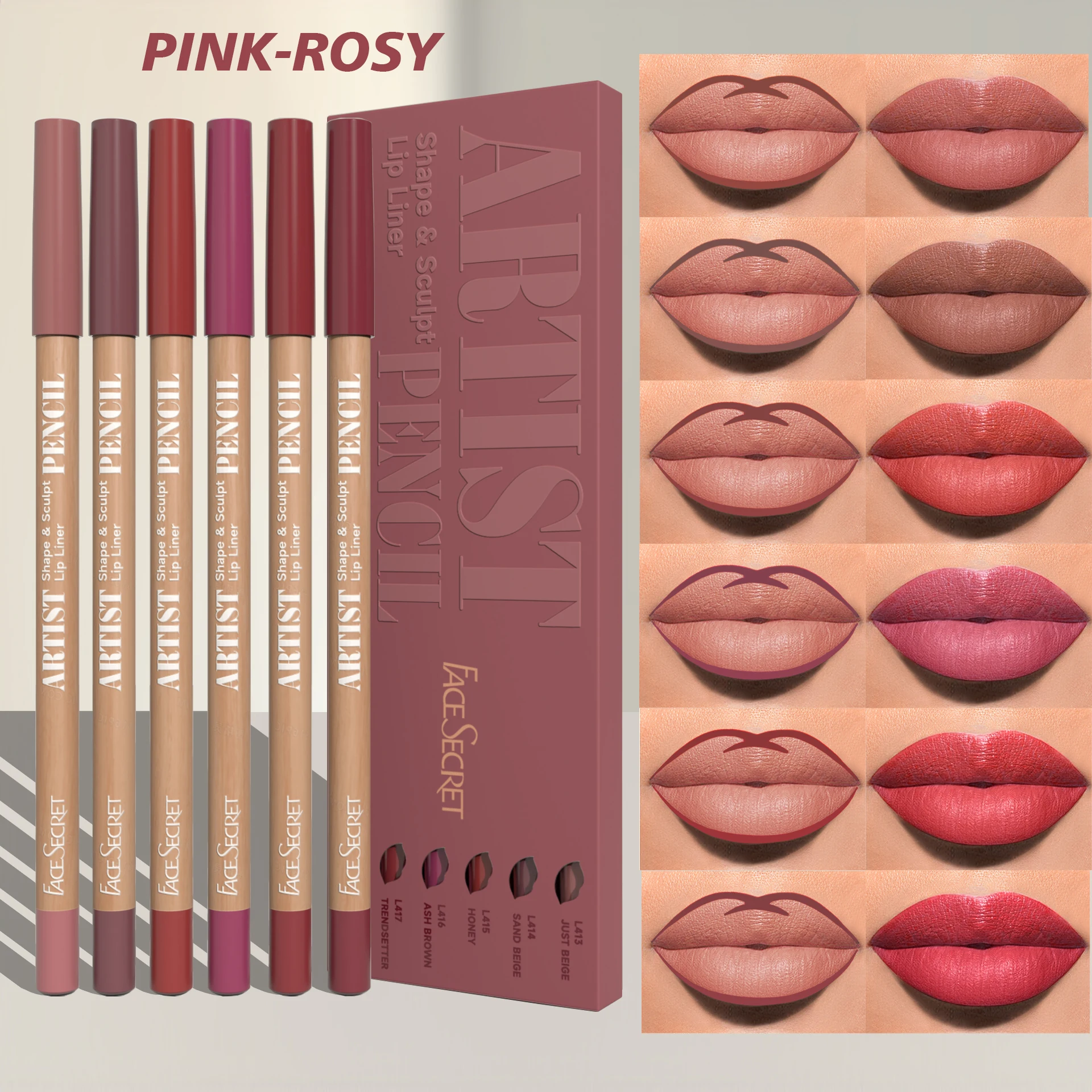 6 pezzi penna per labbra 6 colori impermeabile e resistente al sudore non facile da sbiadire tazza antiaderente set di matite per rossetto nudo