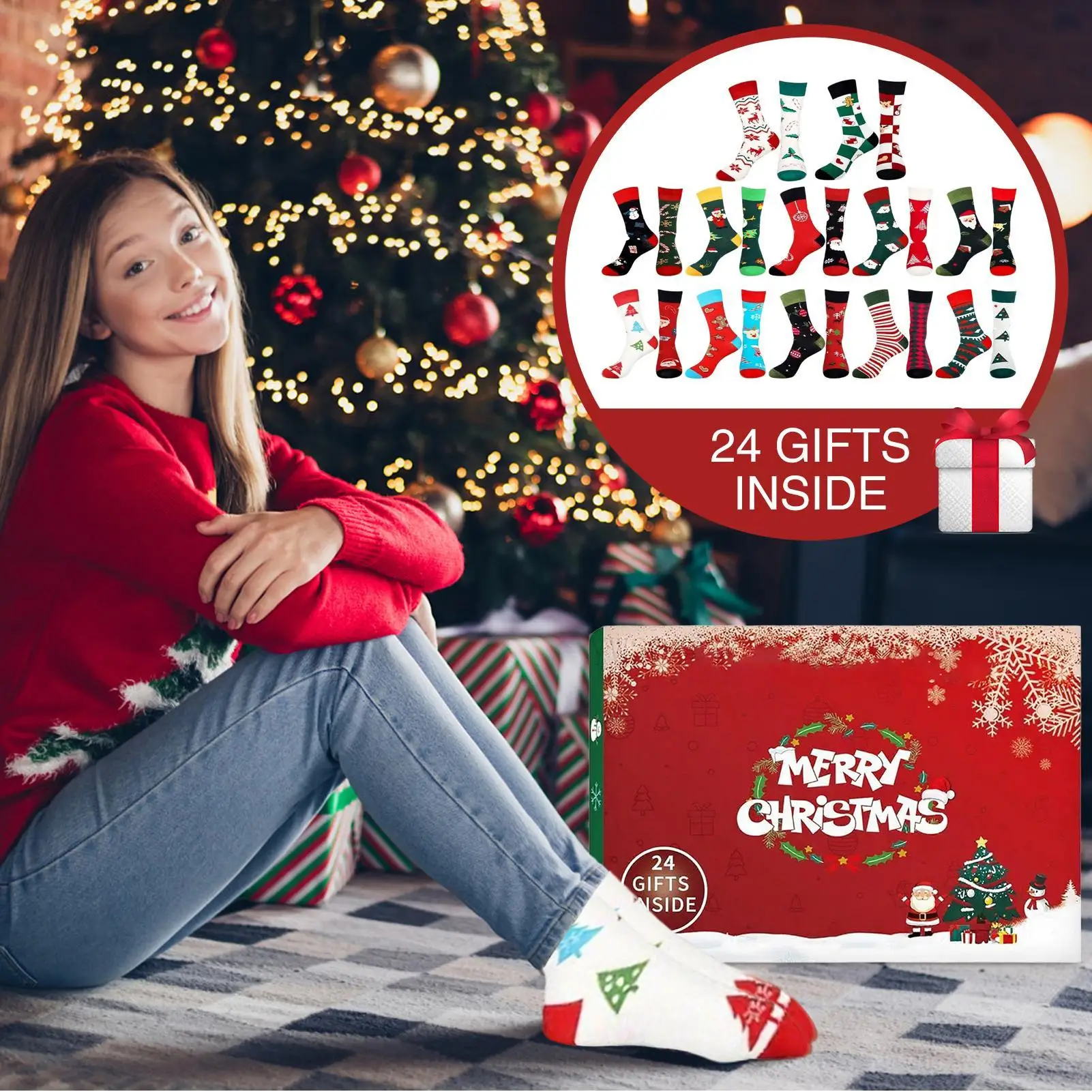 

Christmas Stocking Advent Calendars 24 Days Countdown 24 Days Of Advent Box Socks Christmas Socks For Boys Girls Men Women