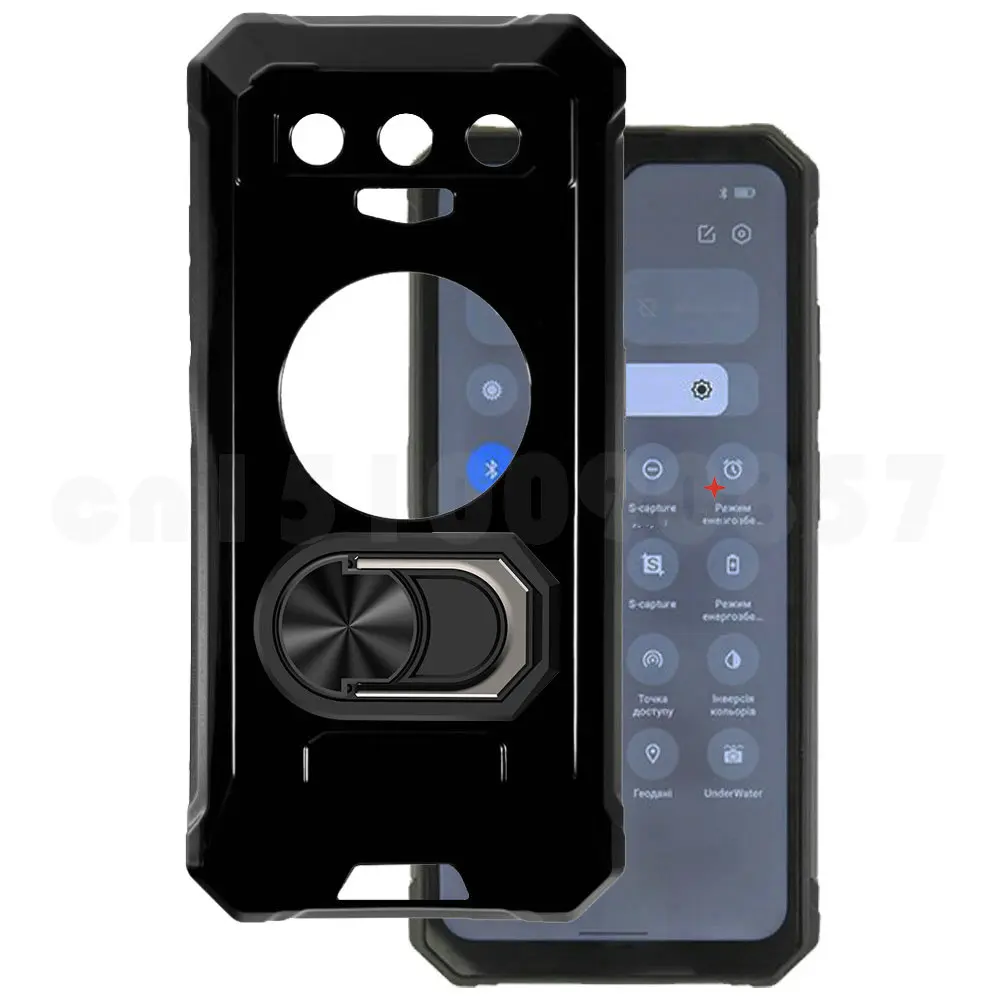 Ring Holder Case For Fossibot F102 Black Shockproof Soft TPU Cover on For Fossibot F102