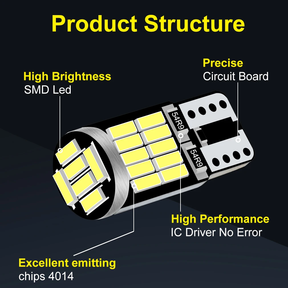 2/5/6/10/30/40/50 قطعة T10 194 W5W LED Canbus 3 واط 6000 كيلو سيارة الداخلية ضوء T10 مصباح إشارة 26 SMD 4014 رقاقة الأبيض أداة ضوء