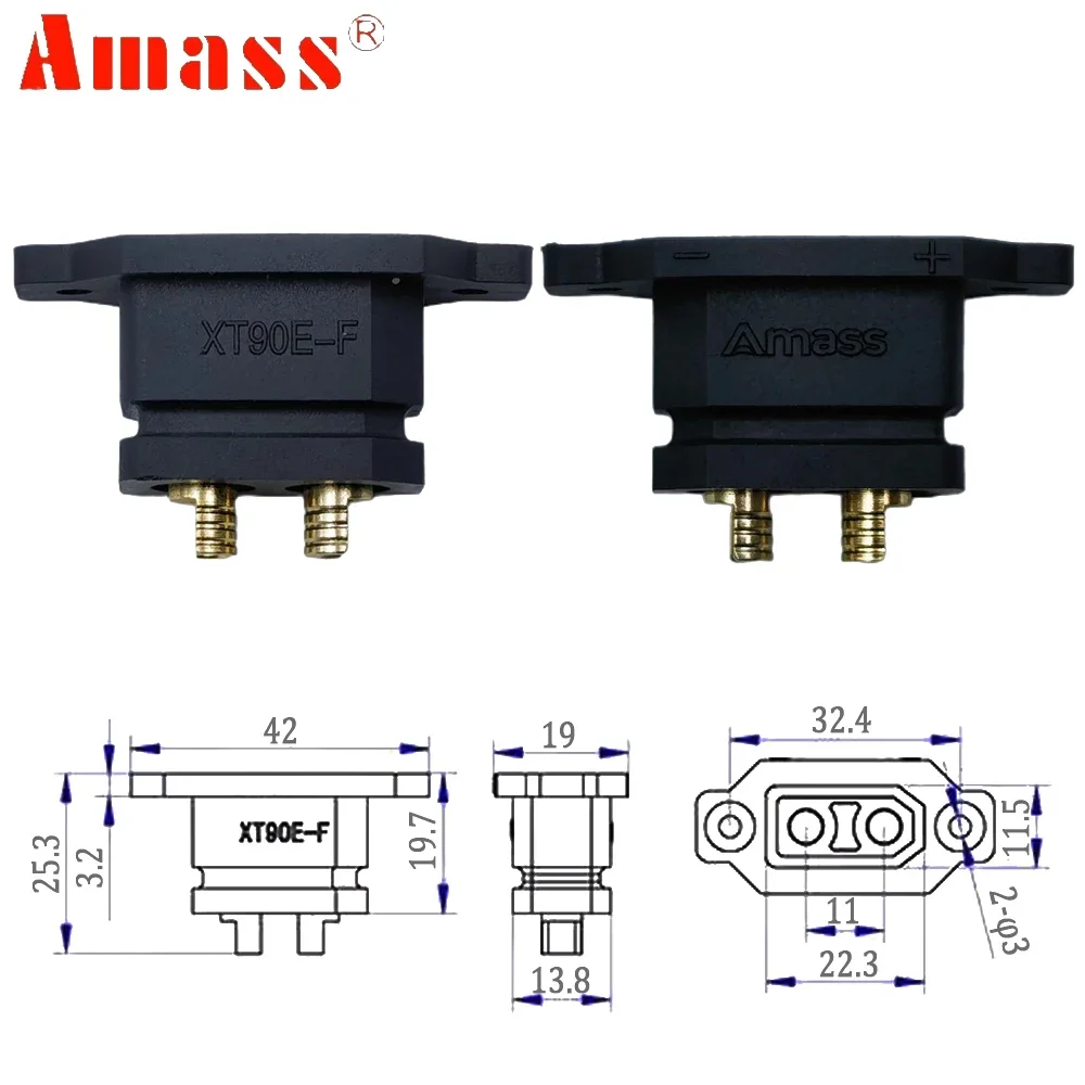 5 pièces Amass XT90E-F XT90 XT90E 500V 30A prise femelle connecteur de batterie plaqué or pour RC voiture avion bateau Drone accessoires