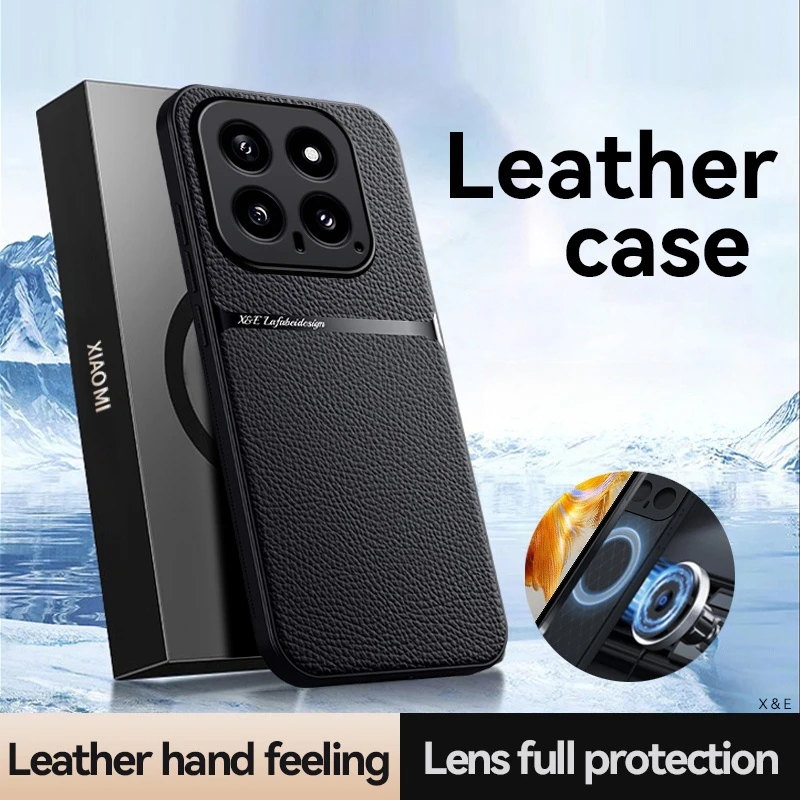 For Xiaomi 14 Pro 5G Case Luxury Car Magnetic Holder Phone Case For Xiaomi14 Xiaomy Xiomi Mi 14 Pro 14Pro PU Leather Back Cover