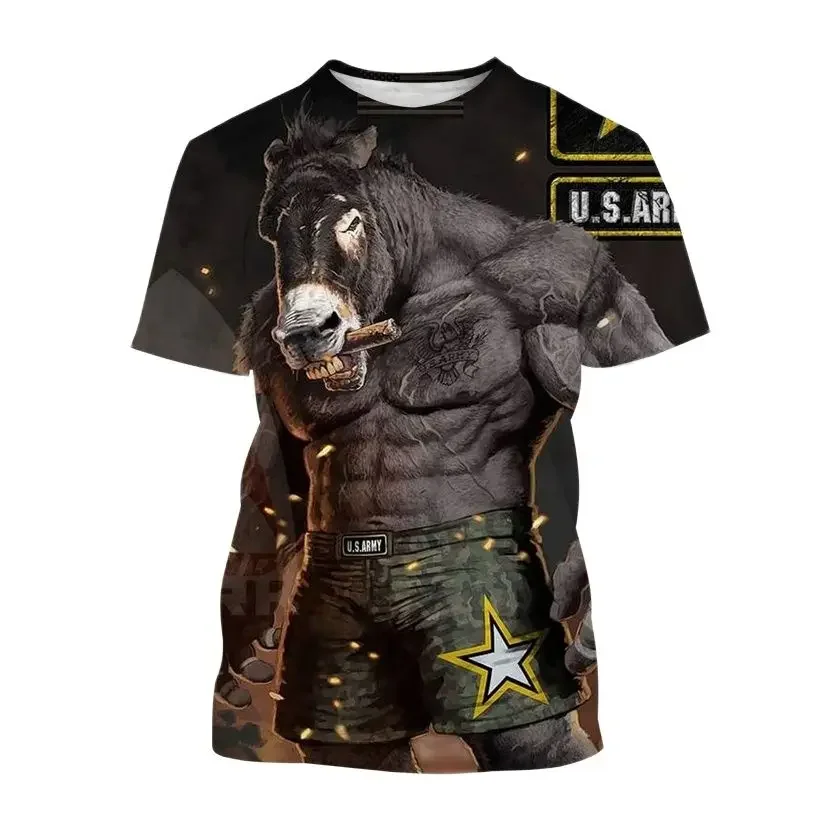 Dieren Braziliaanse Jiu-Jitsu Combat Zomer 3d Ronde Hals Korte Mouw Print Heren Sport Casual Outdoor Oversized Harajuku T-Shirt