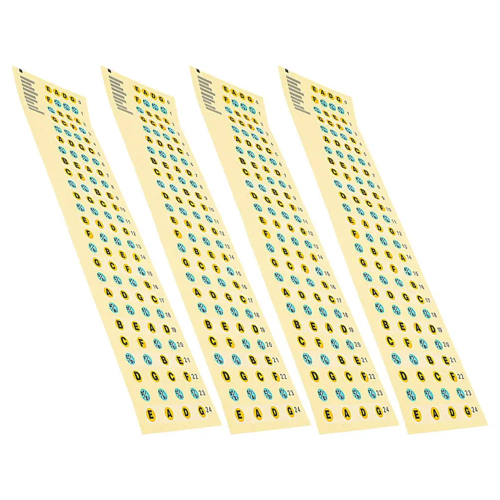 4pcs Bass Fretboard Note Stickers for Beginners – Quick Learning Tool to Improve Playing Skills, Portable & Lightweight