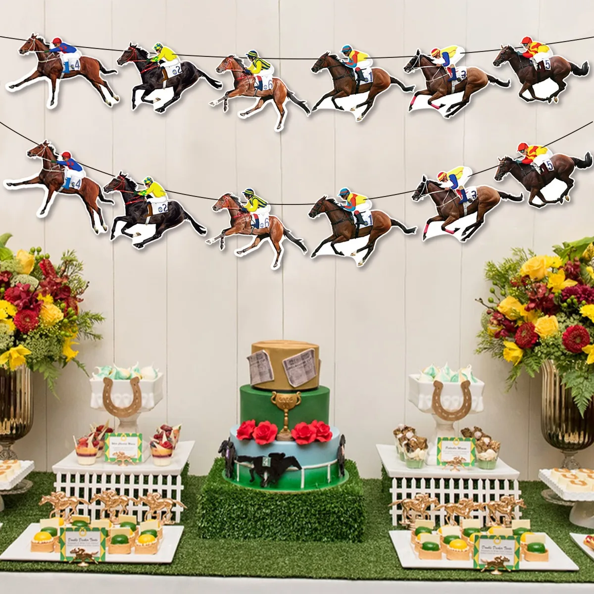 Horse Racing Party Banner Garlands International Horse Racing Theme Party Decoration Happy Boys Horse Birthday Party Decor