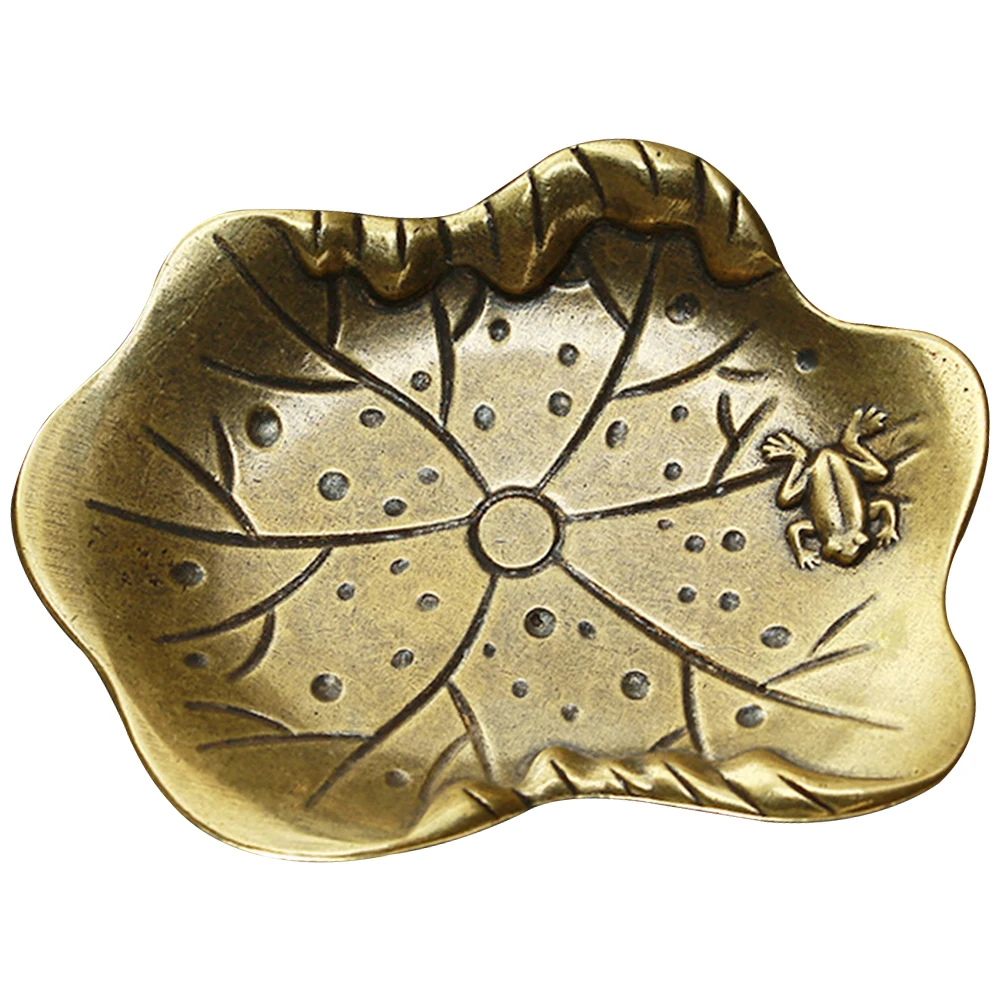 

Retro Lotus Plate Stylish Trinket Tray Decorative Brass Jewelry Dish Display Home Brass Desktop Decoration Office Ornament