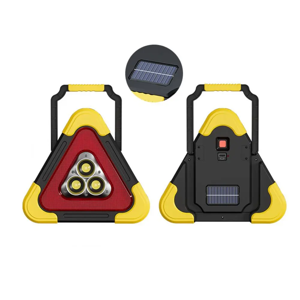Portable 2-IN-1 Warning Light Roadside Solar Triangle Warning Sign Breakdown Safety LED Work Light Outdoor