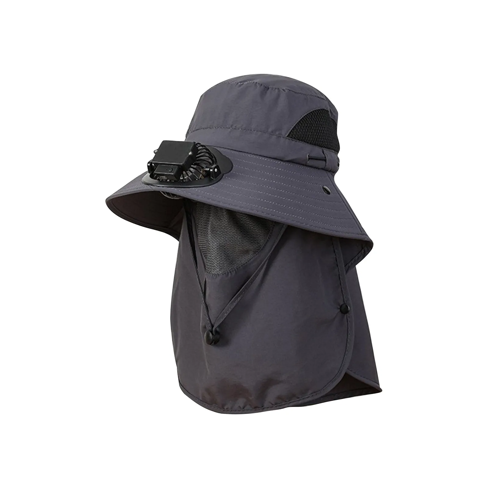 

Solar Powered Fan Hat with USB Charging Wide Brim & Neck Cover Cooling Fans UV Protection for Outdoor Fishing Hiking Hat