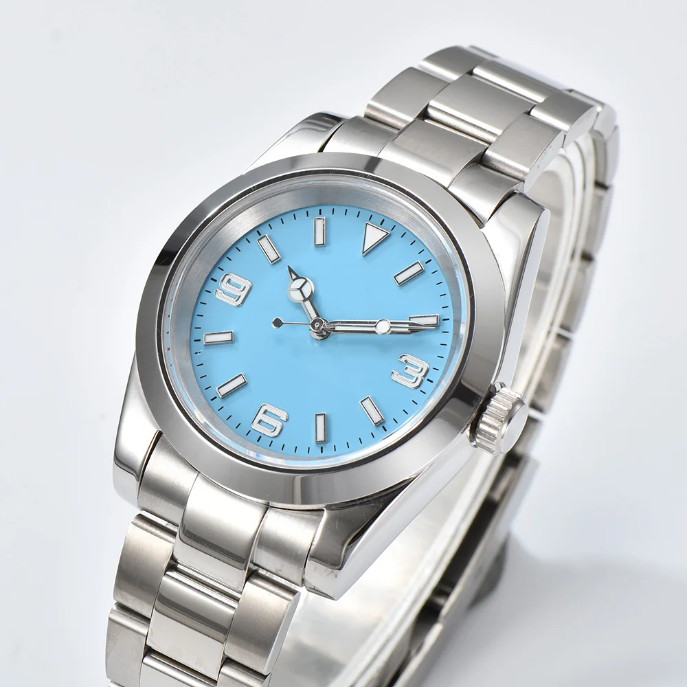 مقاوم للماء الياقوت ساعة زجاجية ، 316L حاوية من الفولاذ المقاوم للصدأ ، NH35 ، NH36 حركة ، 36 مللي متر ، 39 مللي متر ، والفضة