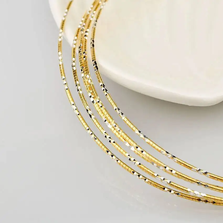 

Italy Jewelry 925 Silver Two Toned 1.5MM Tiny Torque Necklace Women Thin Delicate Trendy Snake Chain Stackable Chokers Necklaces