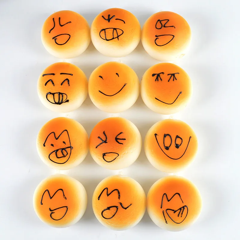 1/5 قطعة الخبز الاصطناعي متعة الوجه المبتسم التعبير على البخار الكعك نموذج بولي PU وهمية كعكة الغذاء التصوير الدعائم حفلة الخبز حلية #5