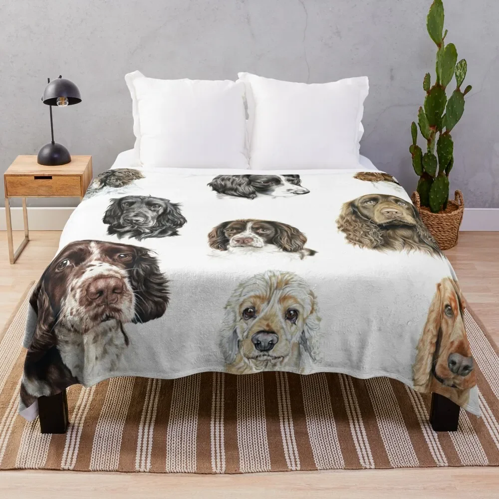 Spaniel collage Throw Blanket Beach Decoratives Luxury St Kid'S fluffy Blankets