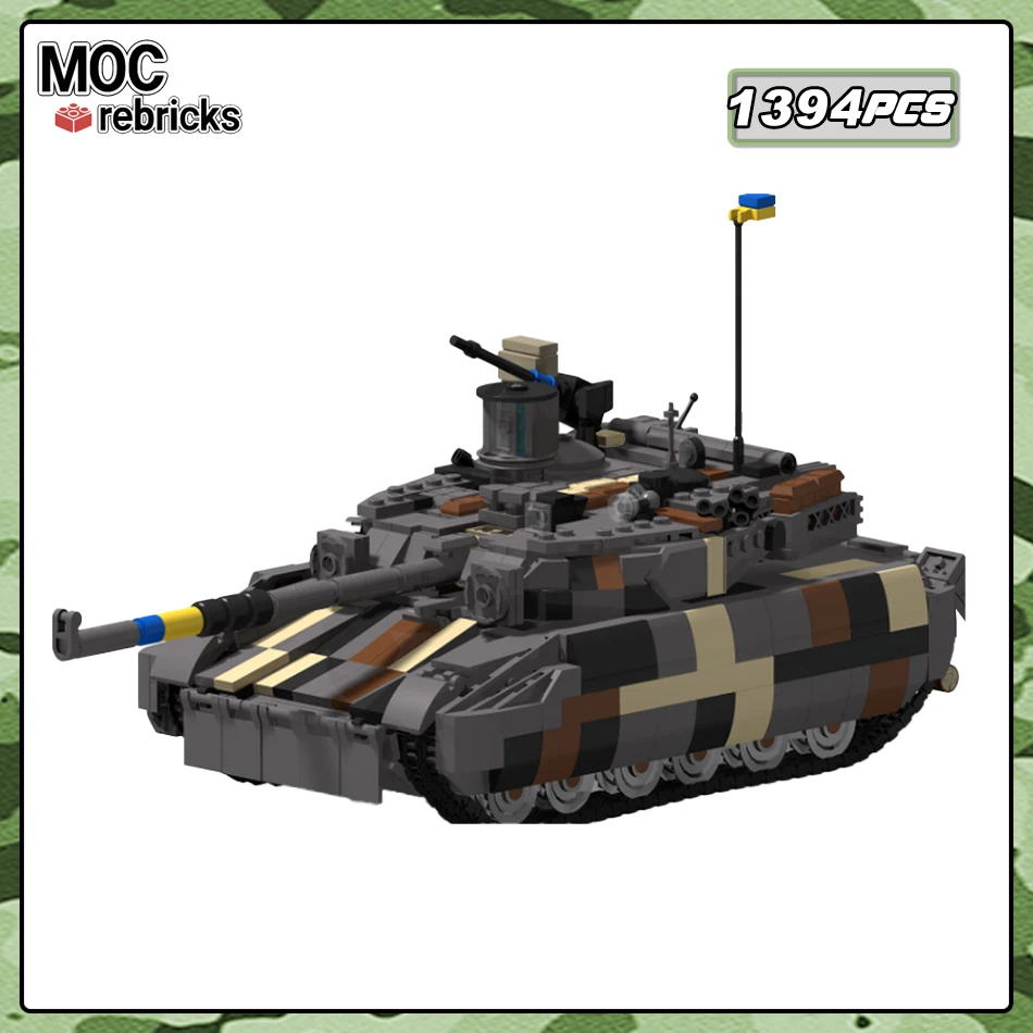 MOC Classic Bricks T-84BM Ukrainian Main Battle Tank Tracked Armored Vehicle Model Technology Building Blocks Kid Toy Collection