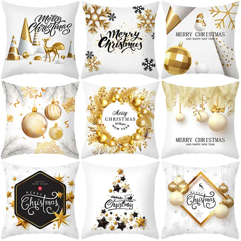 Merry Christmas Cushion Cover Platinum  Ball    Decoration