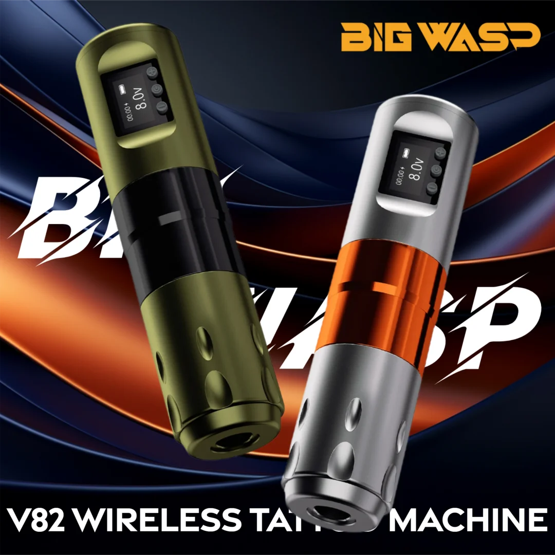 

BIGWASP V82 Беспроводная ручка для тату-машины со светодиодным экраном, аккумулятор 1800 мАч, микропластиковая ручка для перманентного макияжа для татуировщика