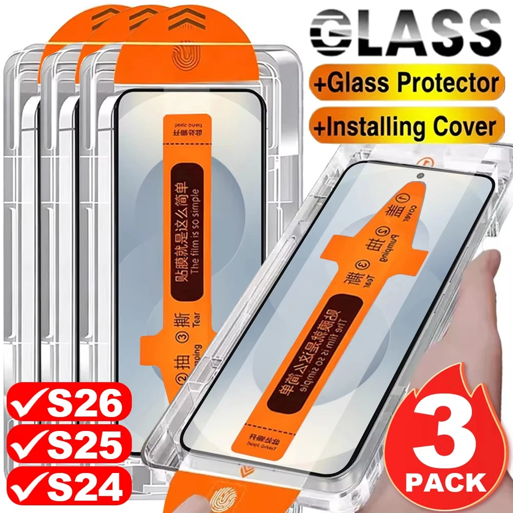 

1-3PCS Fingerprint Unlock Screen Protectors For Samsung S26 S25 Ultra Edge S24 S23 S22 Plus FE Oleophobic Coating Tempered Glass