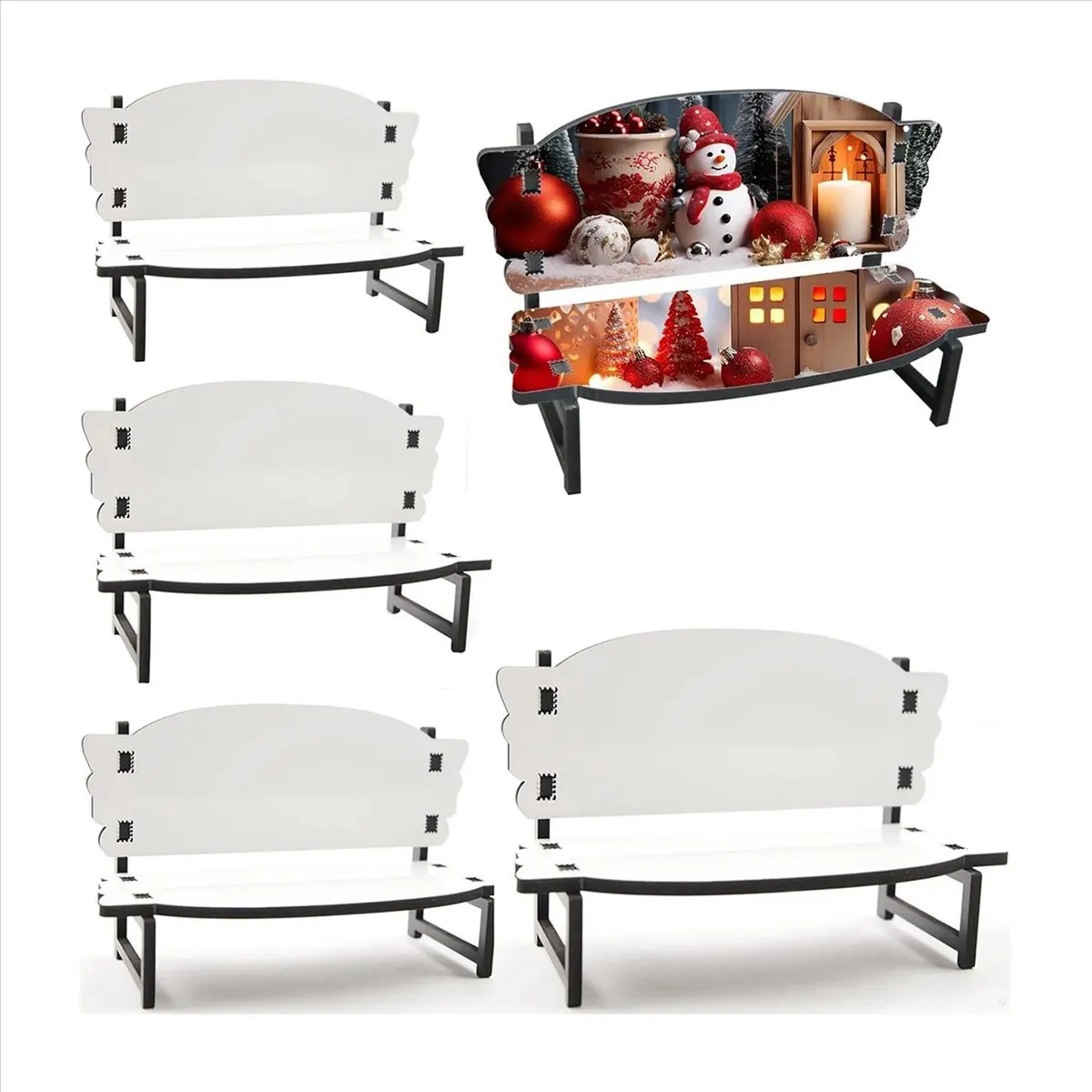 ABNH 5 Pcs Sublimation Memorial Bench Blanks Ornament Chair Decor, Handmade Nautical Beach Picture Frame for Tabletop