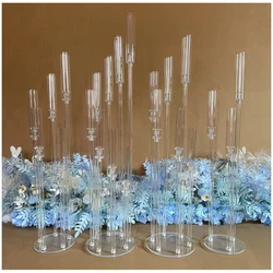 Candelabro de acrílico transparente para decoración de bodas, candelabros de centro de mesa para eventos y fiestas, 2 piezas, 5 piezas, 10 piezas