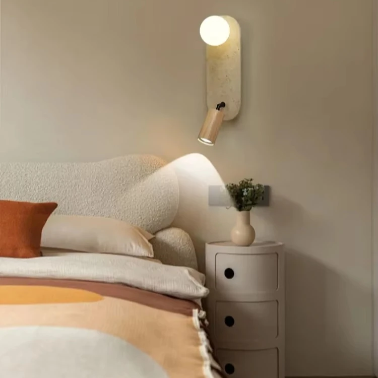 Natural Yellow Cave Stone Creative LED Wall Lamp Staircase Balcony Living Room Bedroom Bedhead White Glass Ball Atmosphere Light