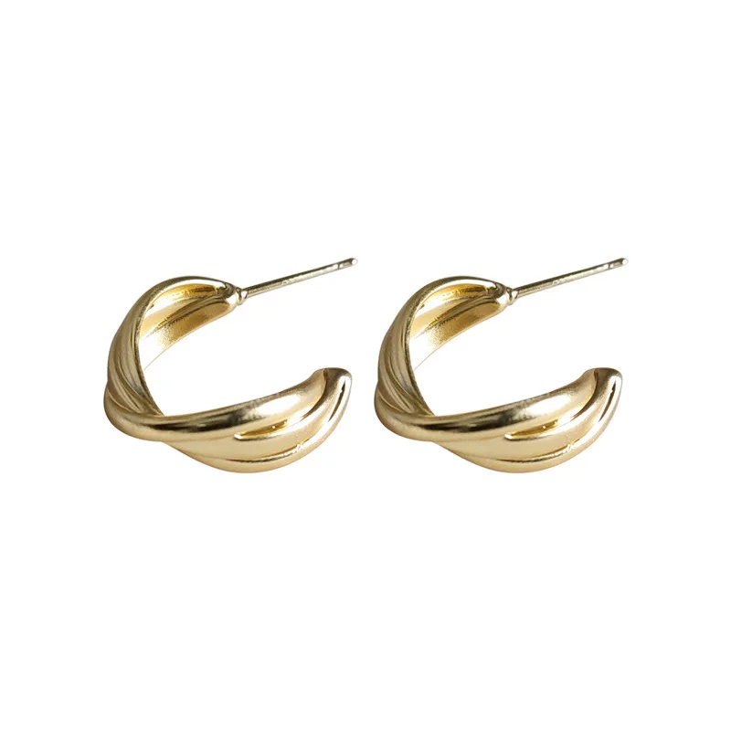 DIY accessories Retro geometric twist earrings niche high-end matte metal earrings Korean fashion temperament European and Ameri