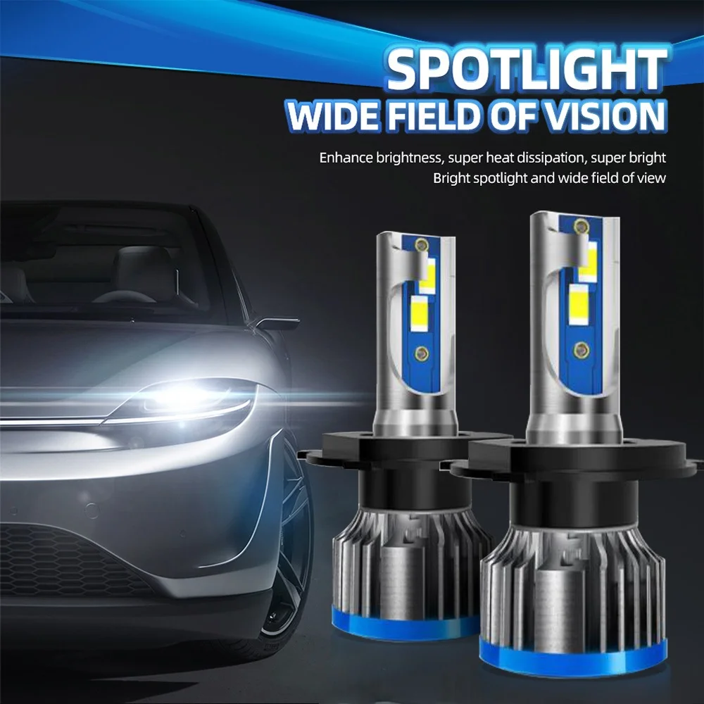 2pcs H1 H4 H7 H11 H13 9005 9006 150W 25000LM LED Car Headlight Bulbs 9003 9008 9007 High/Low Beam CSP 12V 6000K Turbo Fog Lamp