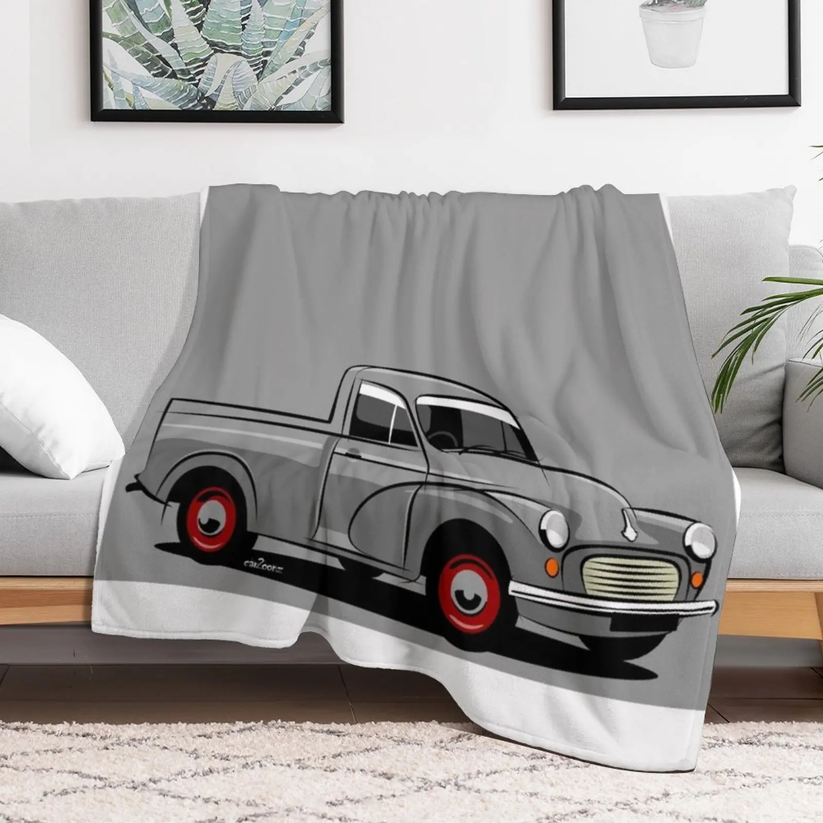 Morris Minor 1000 pick-up grey Throw Blanket Flannel Fabric Decorative Sofas Blankets