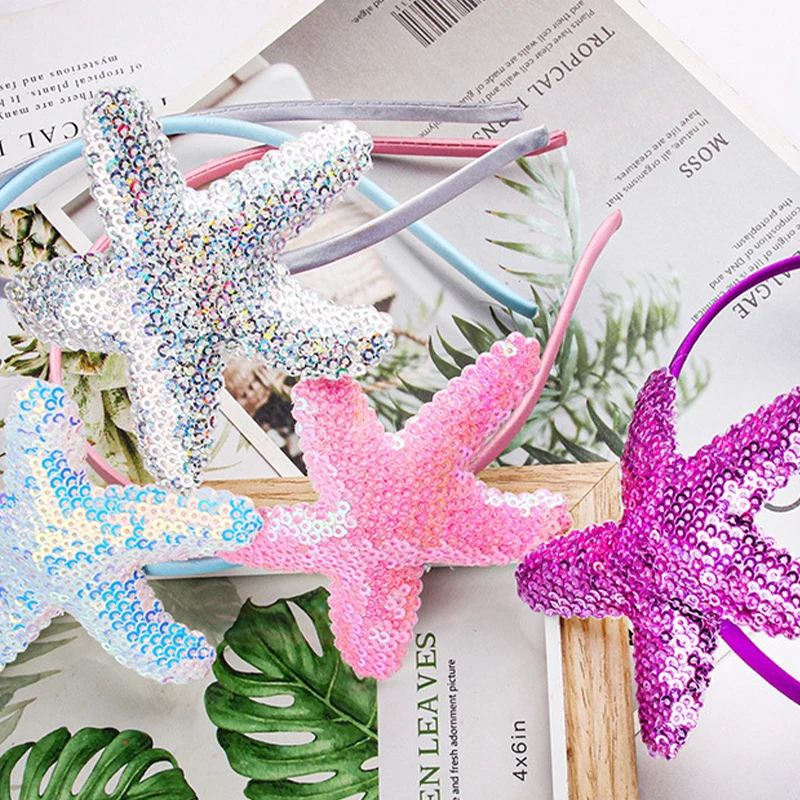 Starfish Headband Sequins Star Hair Band for Women Girls Hair Accessories Birthday Wedding Party Supplies