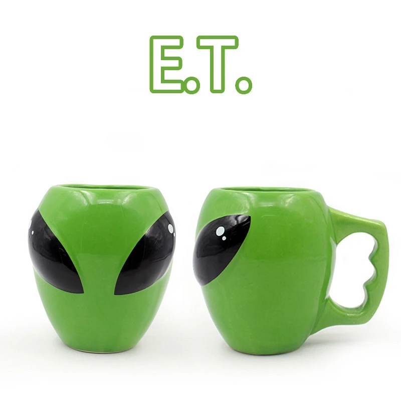 Green Alien Ceramic Coffee Mug Quirky Spooky Novelty Cup For Office Cafe Bar Home Desk Gift For Men Women Teens Halloween Decor