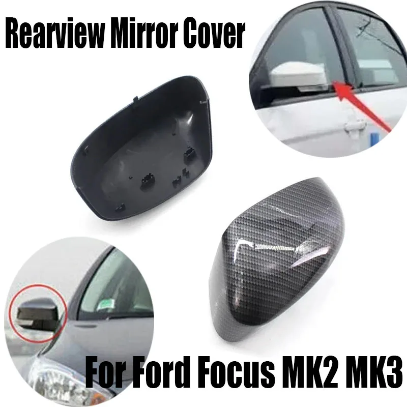 

2PCS Rearview Mirror Cover Caps For Ford Focus MK2 MK3 Carbon Fiber Door Wing Rearview Mirror Cover Caps Auto Mirror & Covers
