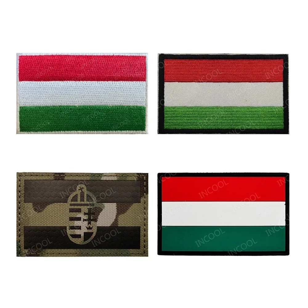 Hungary Flag Embroidered Patches Infrared IR Reflective Hungarian Flags PVC Rubber Appliques Armband Patch For Clothing Backpack