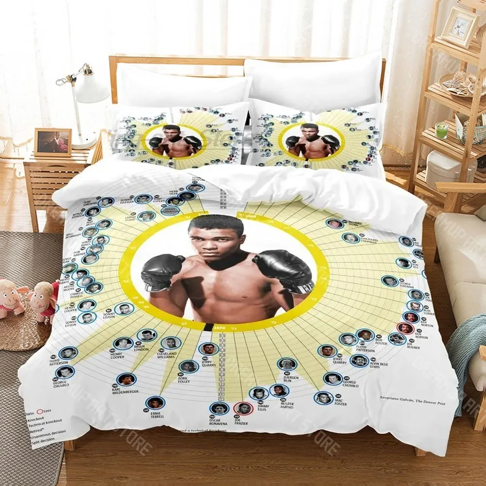 3D Printed Boxing Champion Ali Bedding Set for Boys Girls Duvet Cover And Pillowcase Twin Queen King Full Single Double Sizes