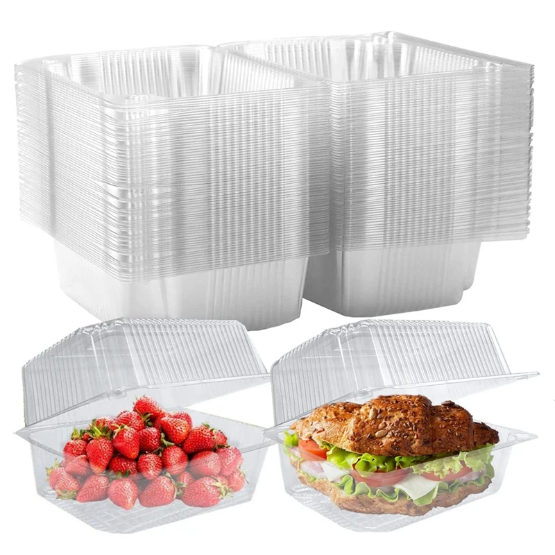 100 Pieces Cake Slice Boxes Individual, Cake Boxes For Cake Portions, 7.3 Inch Food Takeaway Containers For Muffin,Salad