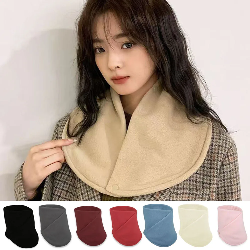 Winter Fleece Neck Tube Scarf Women Thickened Windproof Buttons Scarves Warm Neckerchief Snood Scarf Snowboard Face Mask