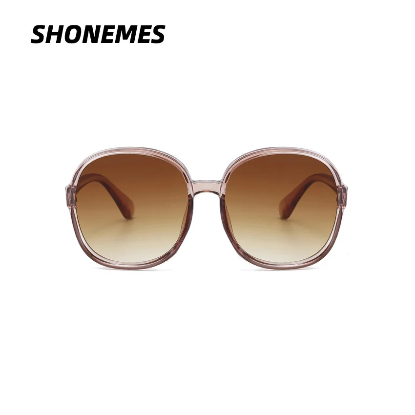 SHONEMES Round Sunglasses Fashion Oversized Gradient Shades Outdoor UV400 Sun Glasses Brown Black for Women