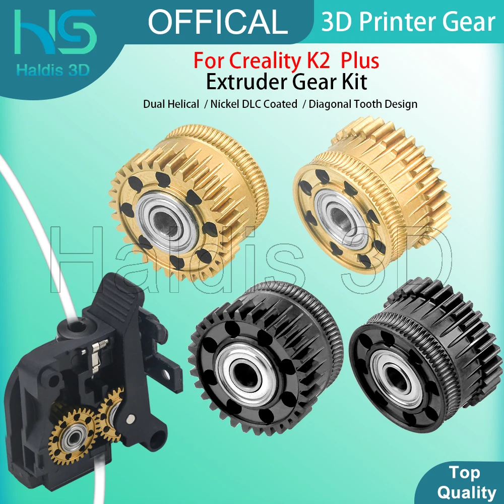 

Обновленный комплект шестерен экструдера для Creality K2 Plus Dual Helical, цельнометаллический драйвер, запасные части для 3D-принтера с никелевым DLC-покрытием