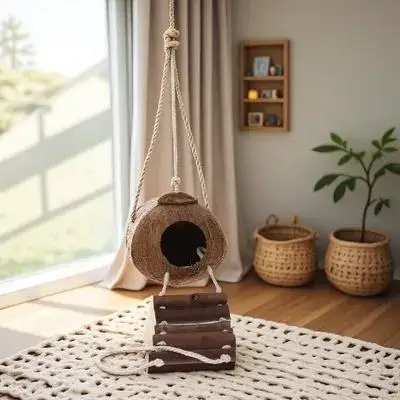 

Hermit Small Reptile Shelter Resin Terrarium Decor Wear-Resistant Ladder Habitat For Pet Reptile Accessories