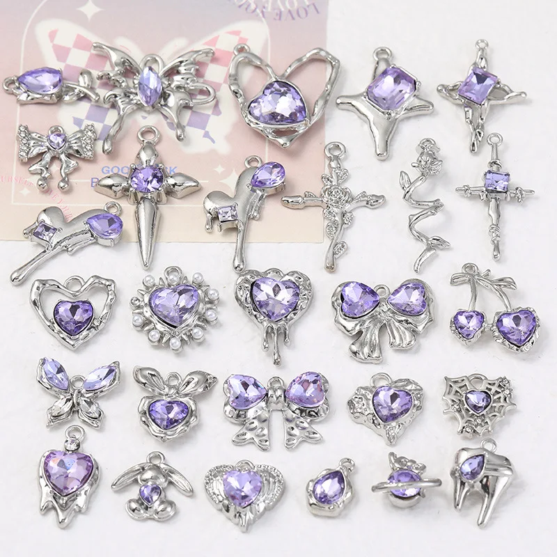 Wholesale Y2K Purple Accessories DIY Pendant Necklace Bracelet Earring Women Girl Fashion Luxury Jewelry Female Gift