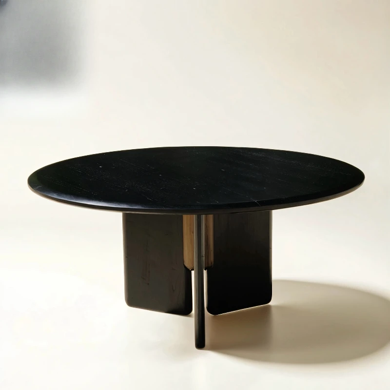 

Three-leaf leg round table, wabi-**** solid wood round dining table