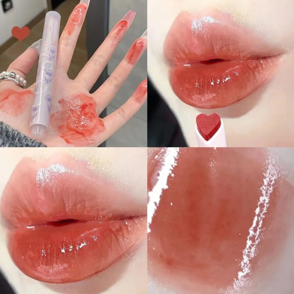 Glattes Geschenk Lip gloss langlebige koreanische Kosmetik für Frauen Blume Lippenstift Gelee Spiegel Lippenstift klare Lippen glasur Lip gloss