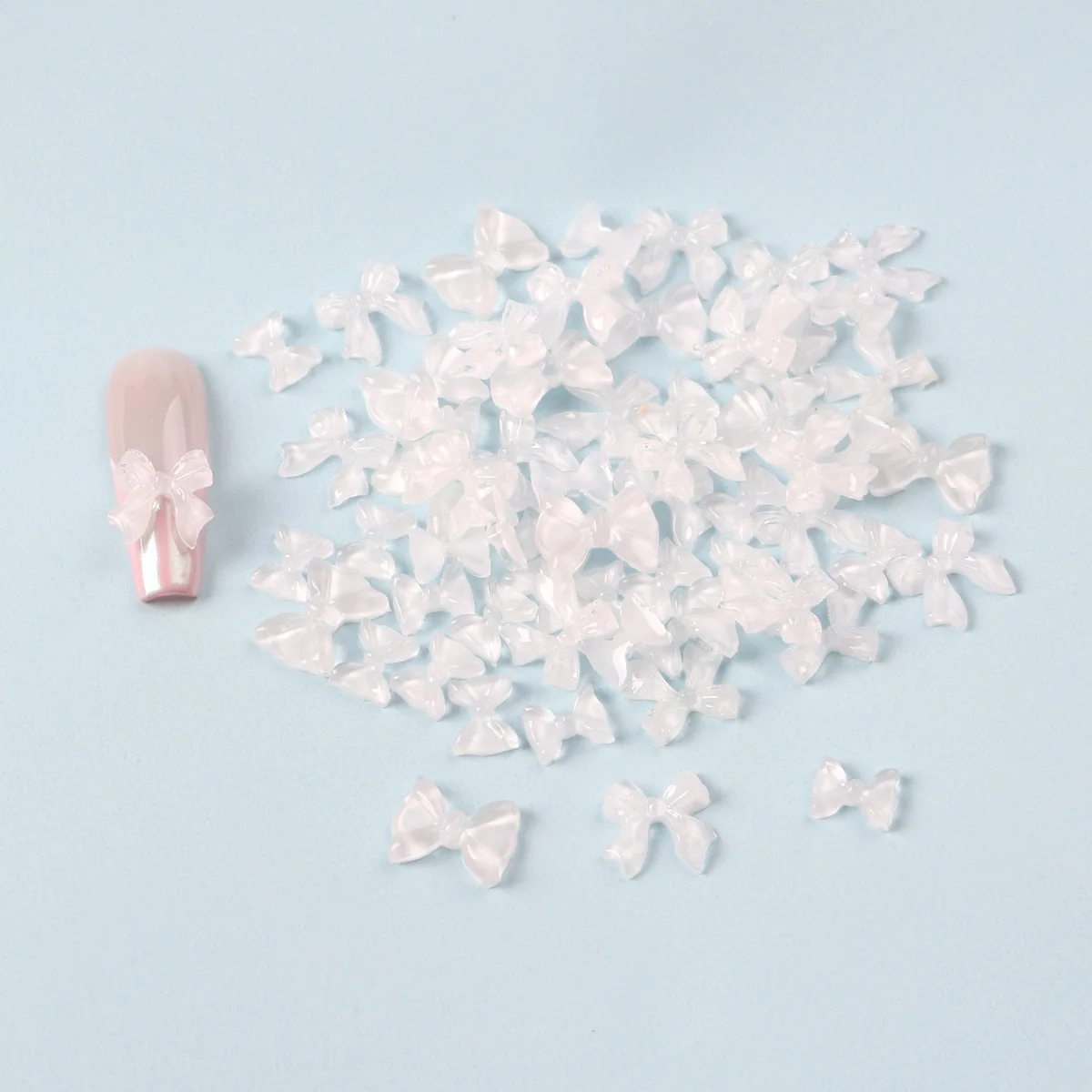 50PCS Mixed 3D Weiß Schleife Band Harz Maniküre Nagel Dekoration Kawaii Bowknot Nägel Kunst Charms
