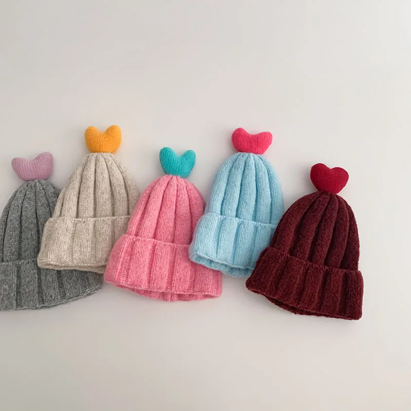 

Winter Baby Hats Lovely Heart Accessories Kids Boys Girls Thicken Soft Warm Hat Children Ear Protection Caps