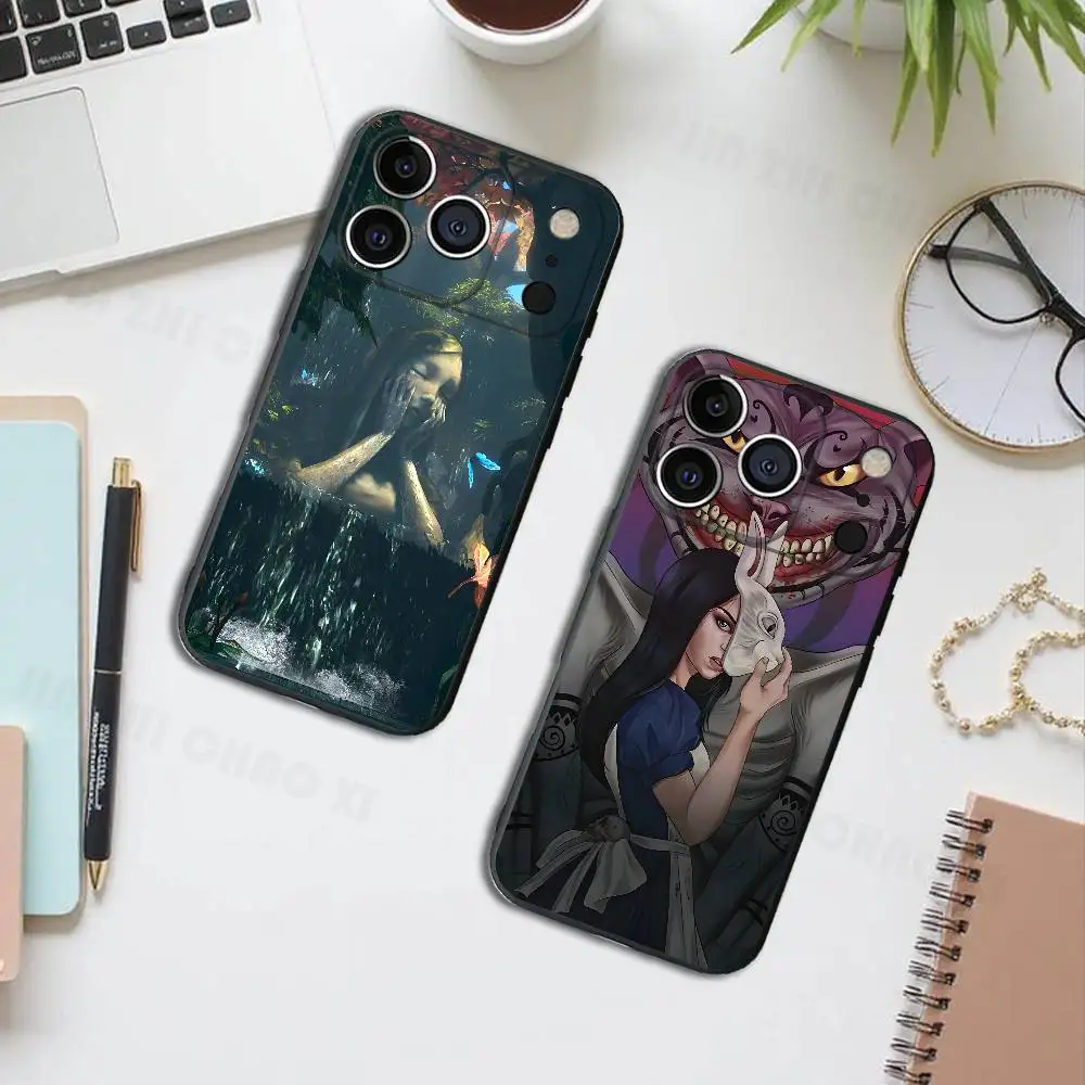 Game M-Madness R-Returns Alice Black Phone Case For IPhone 17 16 15 14 13 12 13 12 11 Pro Max Plus X XR Silicone Soft Back Cover