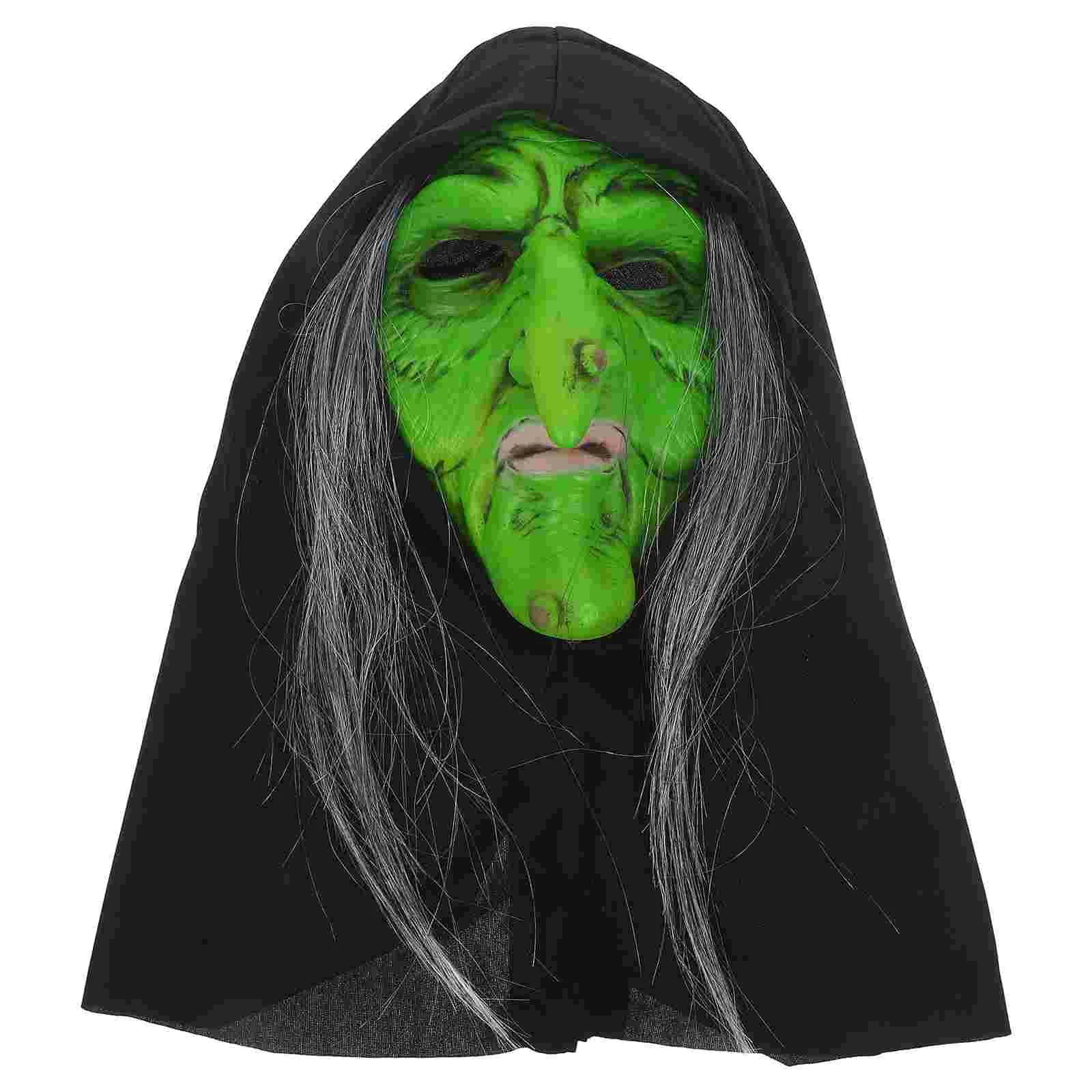 Witch Mask Hair Scary Halloween for Adults Masks Props Stage Performance Emulsion Eye-catching